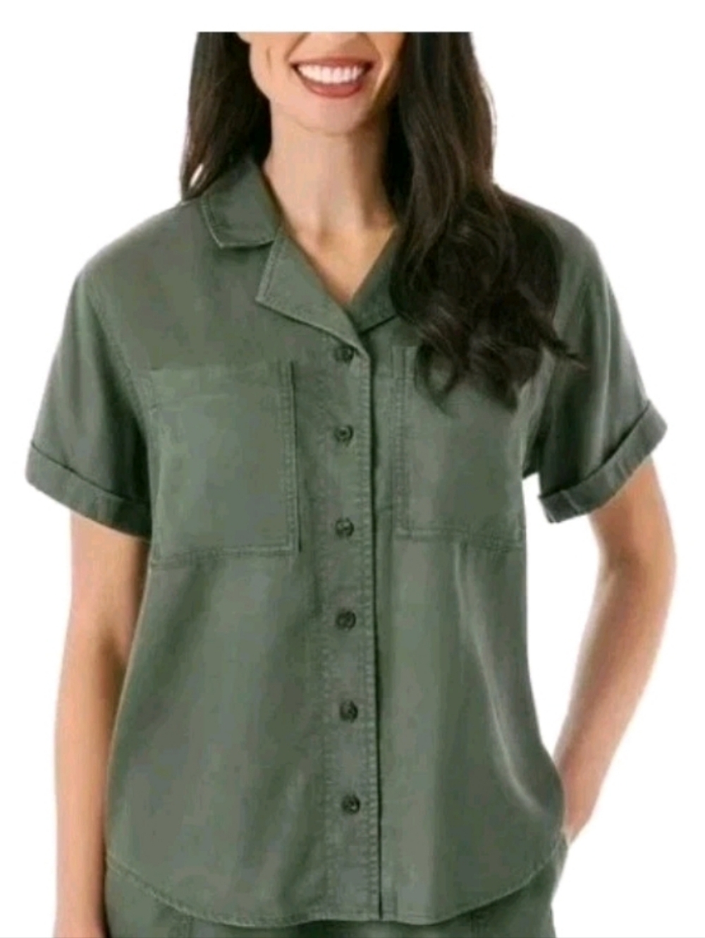 Member's Mark Women's Tencel Camp Shirt L SIZE- Ao3-2H